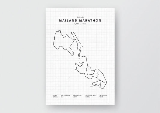 Unsere minimalistische Illustration Deines Mailand Marathons, ist die perfekte Erinnerung an ein sportliches Highlight und ein stilvoller Einrichtungsgegenstand für die heimischen Wände oder das ideale Geschenk für alle Läufer.