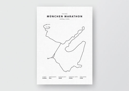 Unsere minimalistische Illustration Deines München Marathons, ist die perfekte Erinnerung an ein sportliches Highlight und ein stilvoller Einrichtungsgegenstand für die heimischen Wände oder das ideale Geschenk für alle Läufer.