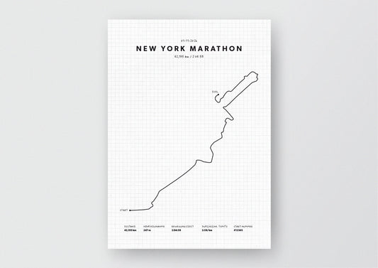 Unsere minimalistische Illustration Deines New York Marathons, ist die perfekte Erinnerung an ein sportliches Highlight und ein stilvoller Einrichtungsgegenstand für die heimischen Wände oder das ideale Geschenk für alle Läufer.