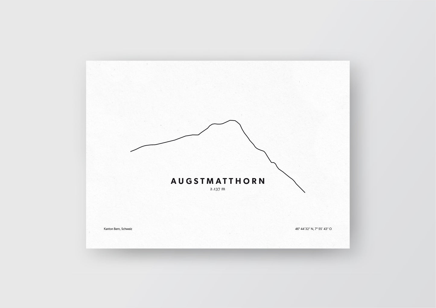 Minimalistische Illustration des Augstmatthorn in den Berner Alpen, als stilvoller Einrichtungsgegenstand für Zuhause.