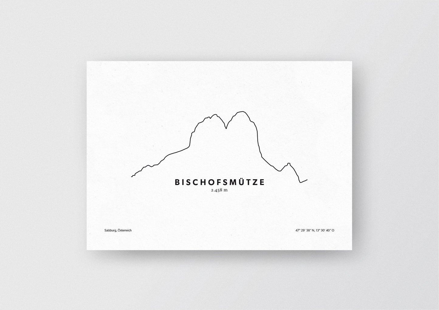 Minimalistische Illustration der Bischofsmütze im Gosaukamm des Dachsteinmassivs, als stilvoller Einrichtungsgegenstand für Zuhause.