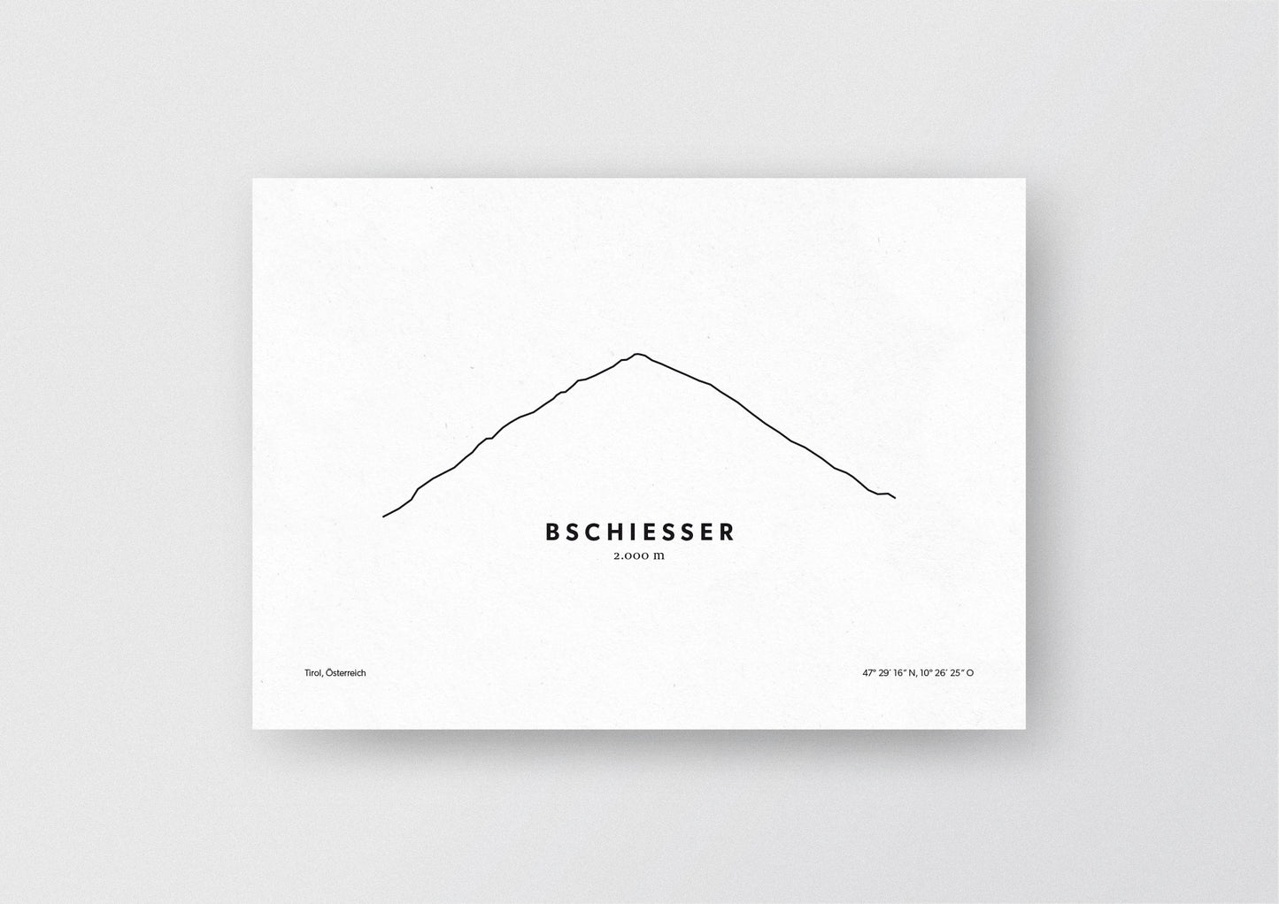 Minimalistische Illustration des Bschiesser in Tirol, als stilvoller Einrichtungsgegenstand für Zuhause.