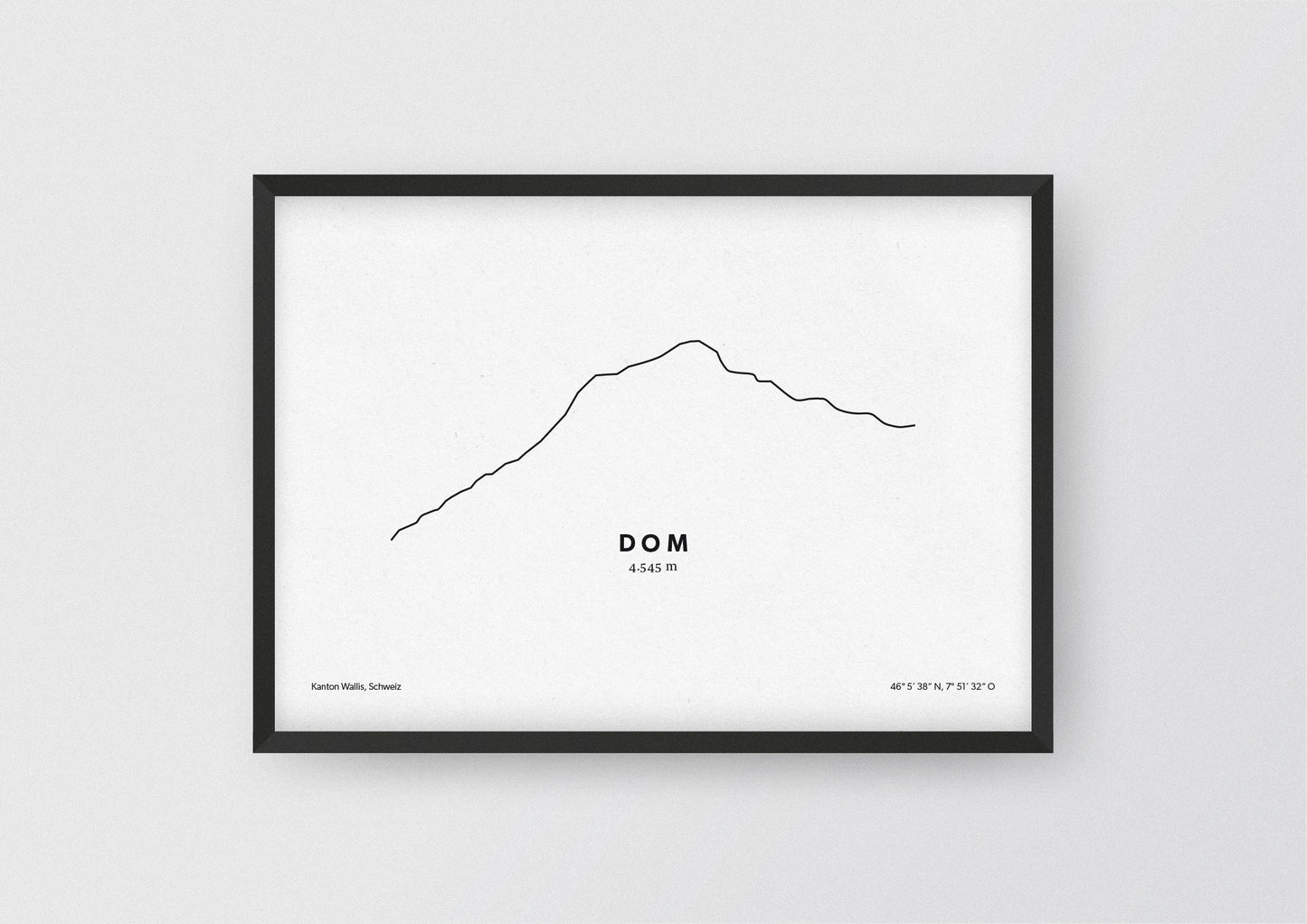 Minimalistische Illustration des Dom in den Walliser Alpen, als stilvoller Einrichtungsgegenstand für Zuhause.