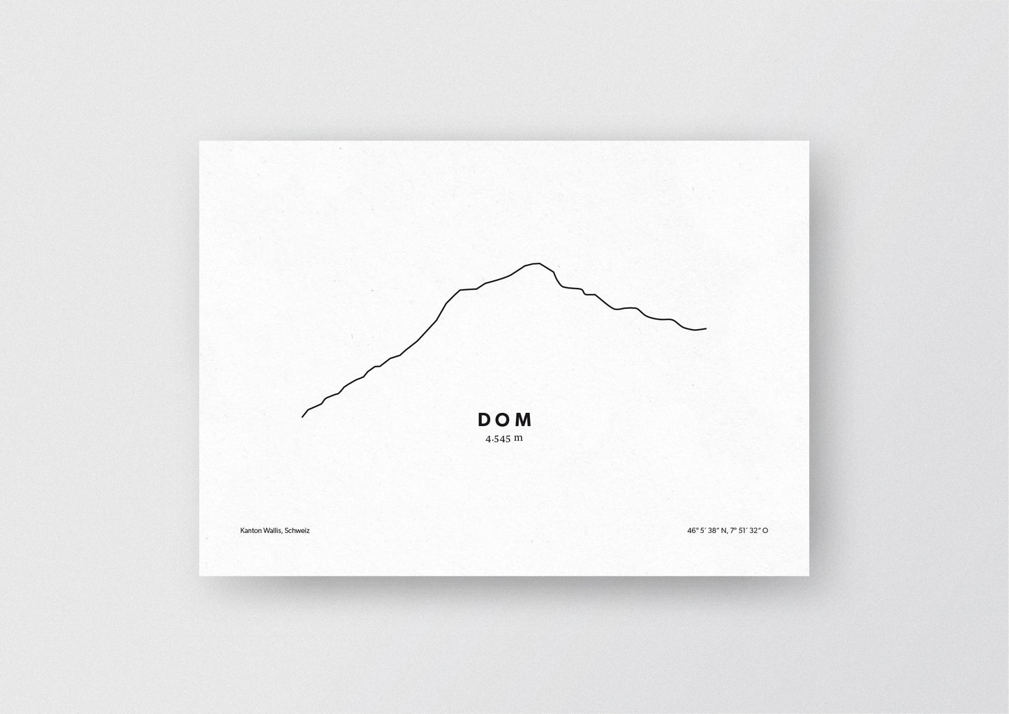 Minimalistische Illustration des Dom in den Walliser Alpen, als stilvoller Einrichtungsgegenstand für Zuhause.