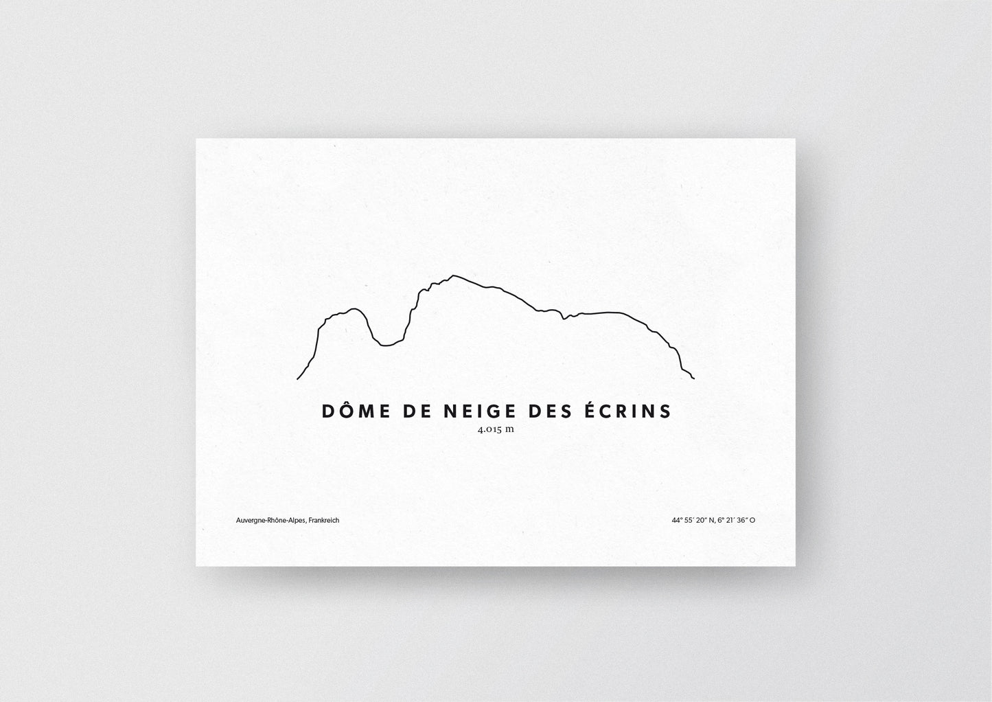 Minimalistische Illustration des Dom de Neige des Ecrins, als stilvoller Einrichtungsgegenstand für Zuhause.