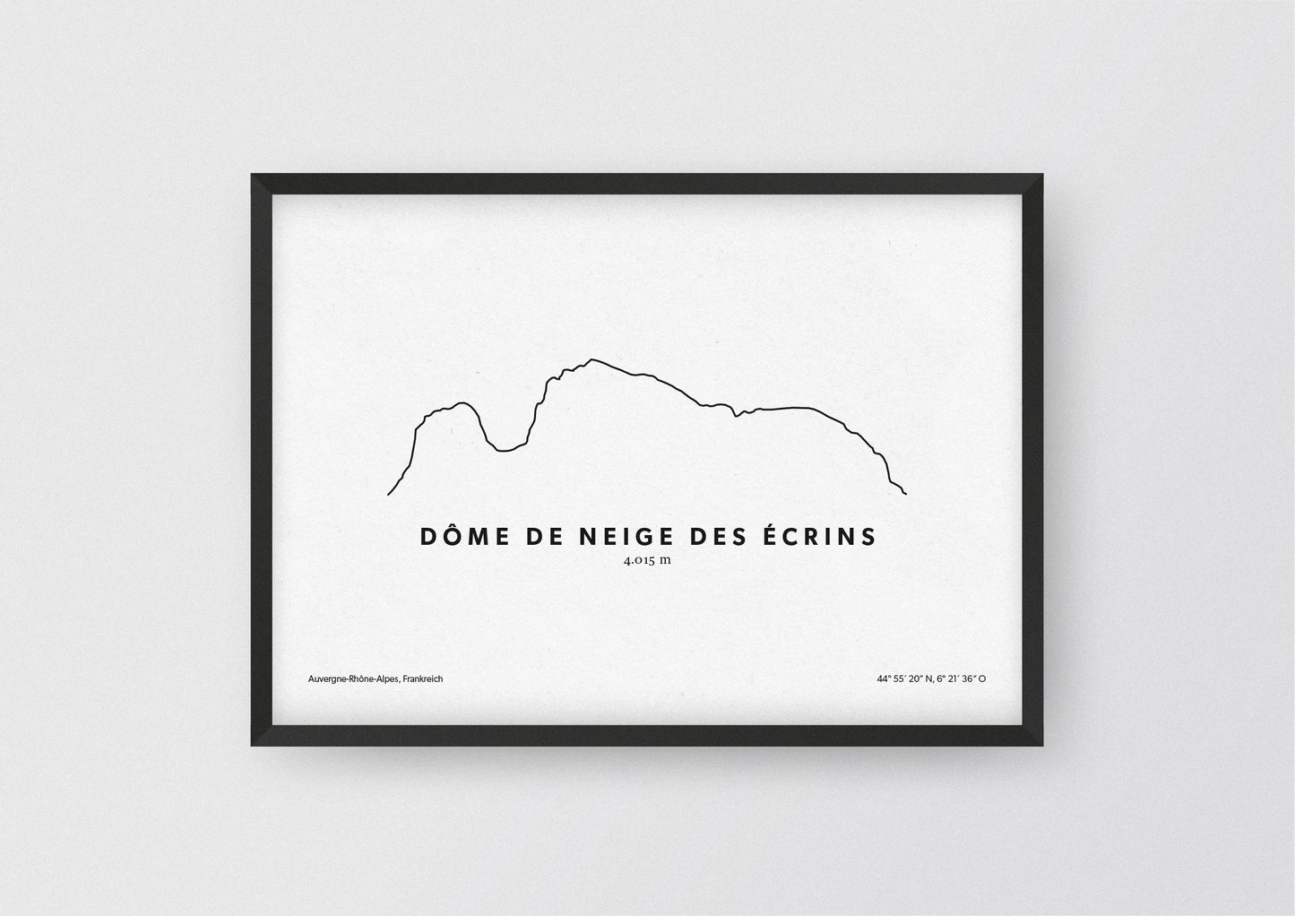Minimalistische Illustration des Dom de Neige des Ecrins, als stilvoller Einrichtungsgegenstand für Zuhause.