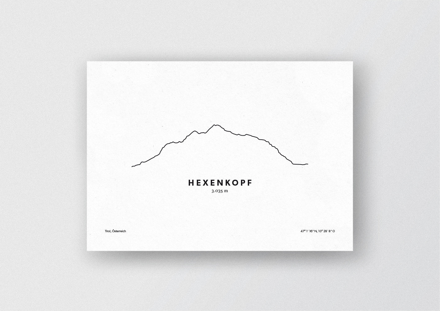 Minimalistische Illustration des Hexenkopf in der Samnaungruppe in Tirol, als stilvoller Einrichtungsgegenstand für Zuhause.