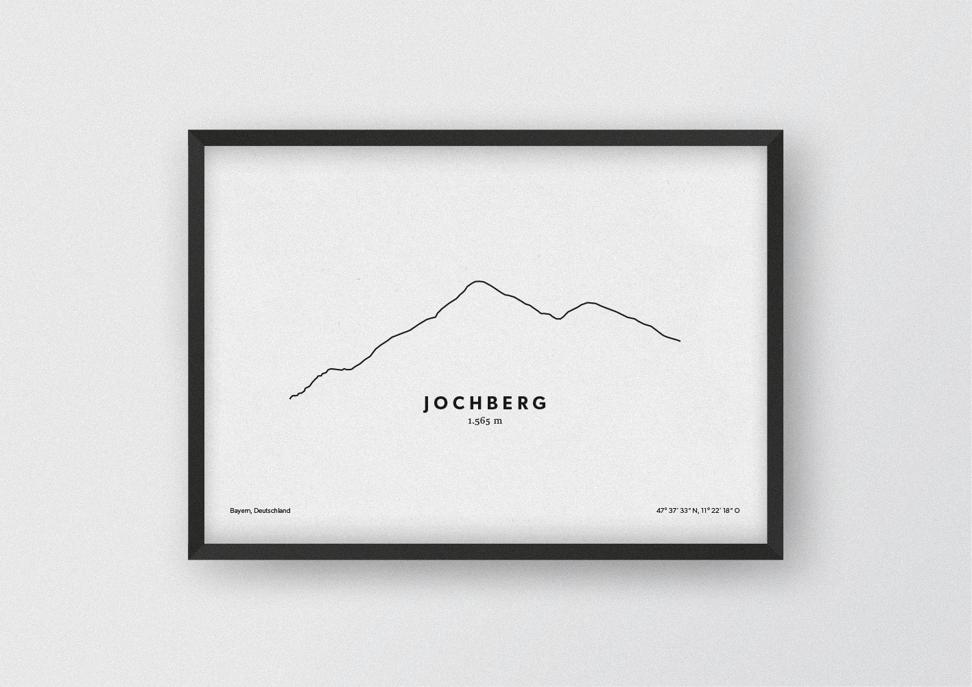 Minimalistische Illustration des Jochberg in den Bayerischen Voralpen, als stilvoller Einrichtungsgegenstand für Zuhause.