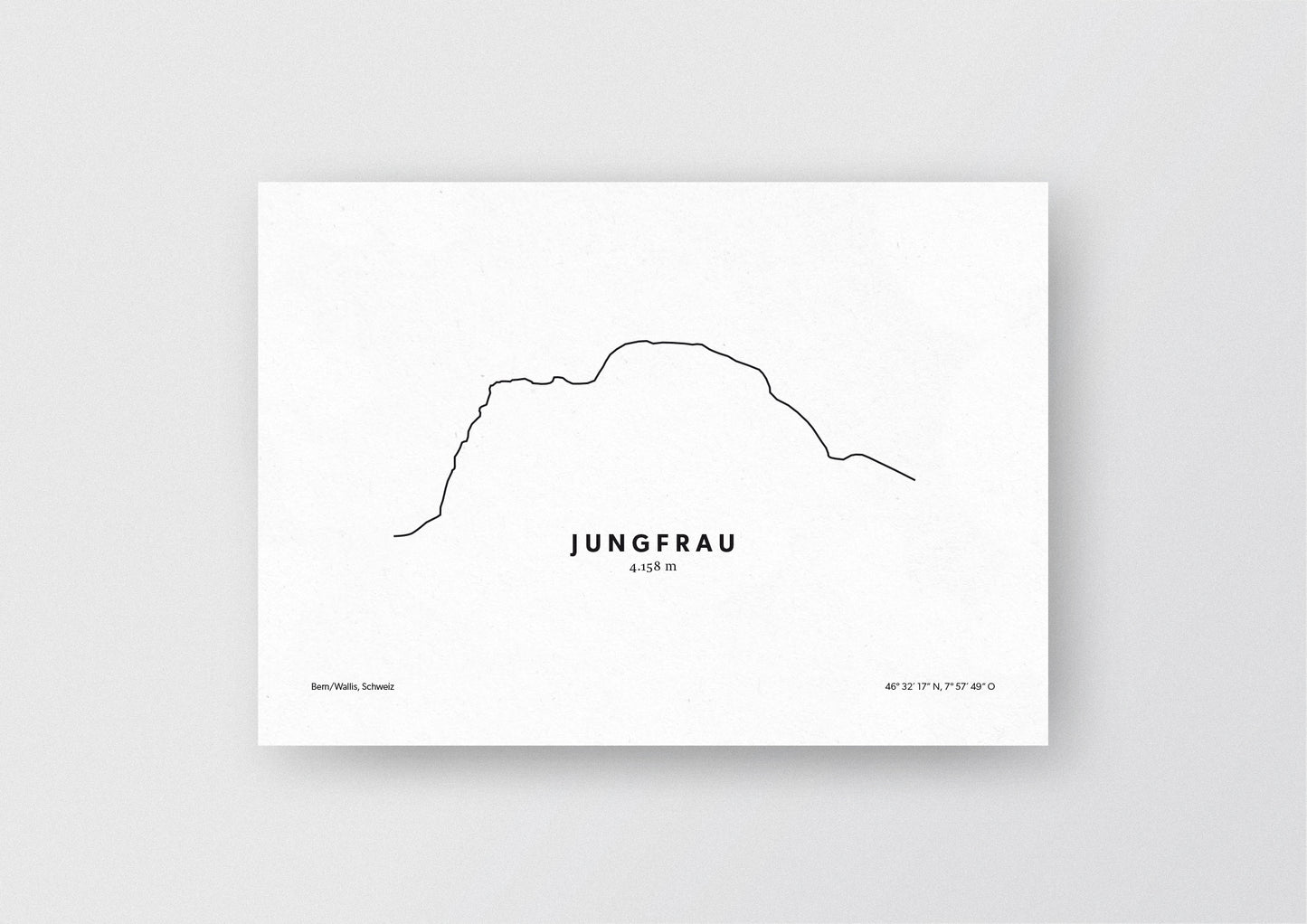 Minimalistische Illustration der Jungfrau in den Berner Alpen, als stilvoller Einrichtungsgegenstand für Zuhause.