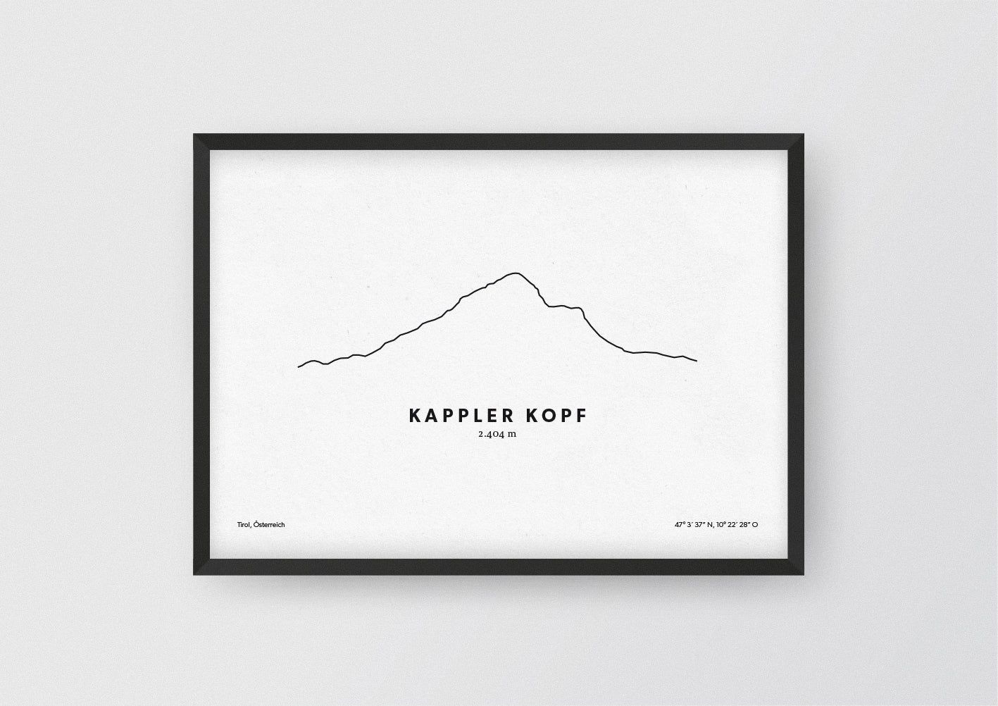 Minimalistische Illustration des Kappler Kopf in Tirol, als stilvoller Einrichtungsgegenstand für Zuhause.