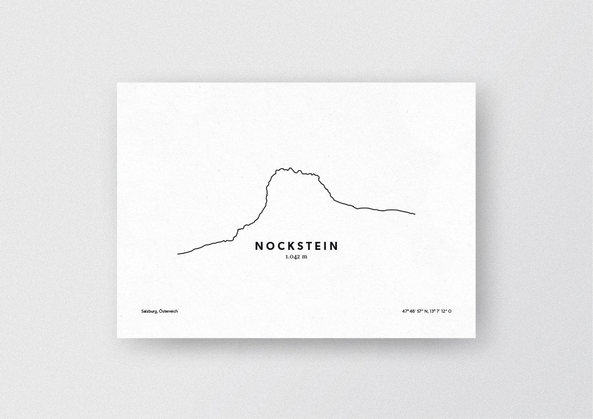 Minimalistische Illustration des Nockstein im Norden des Bundeslandes Salzburg, als stilvoller Einrichtungsgegenstand für Zuhause.