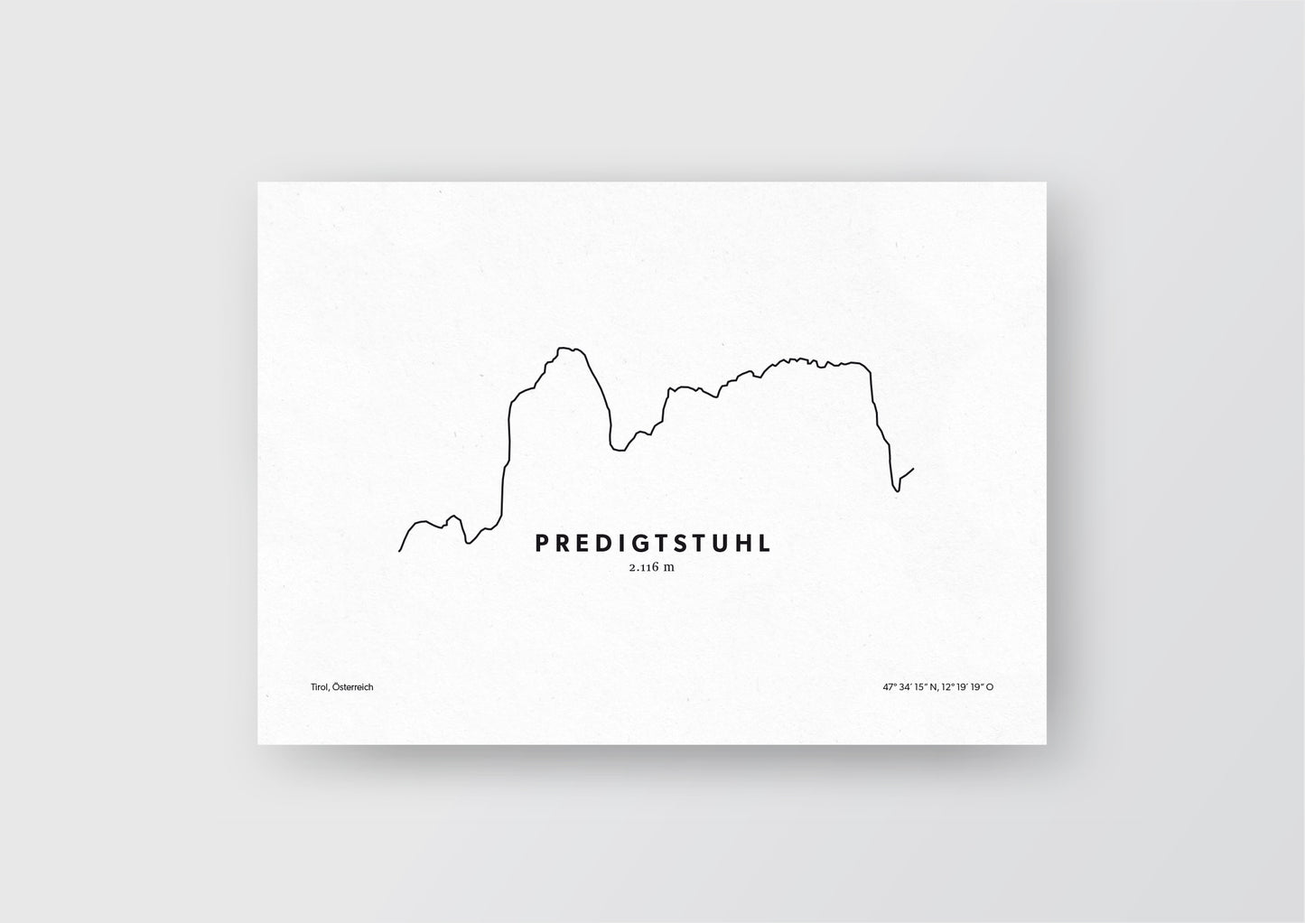 Minimalistische Illustration des Predigtstuhl in Tirol, als stilvoller Einrichtungsgegenstand für Zuhause.
