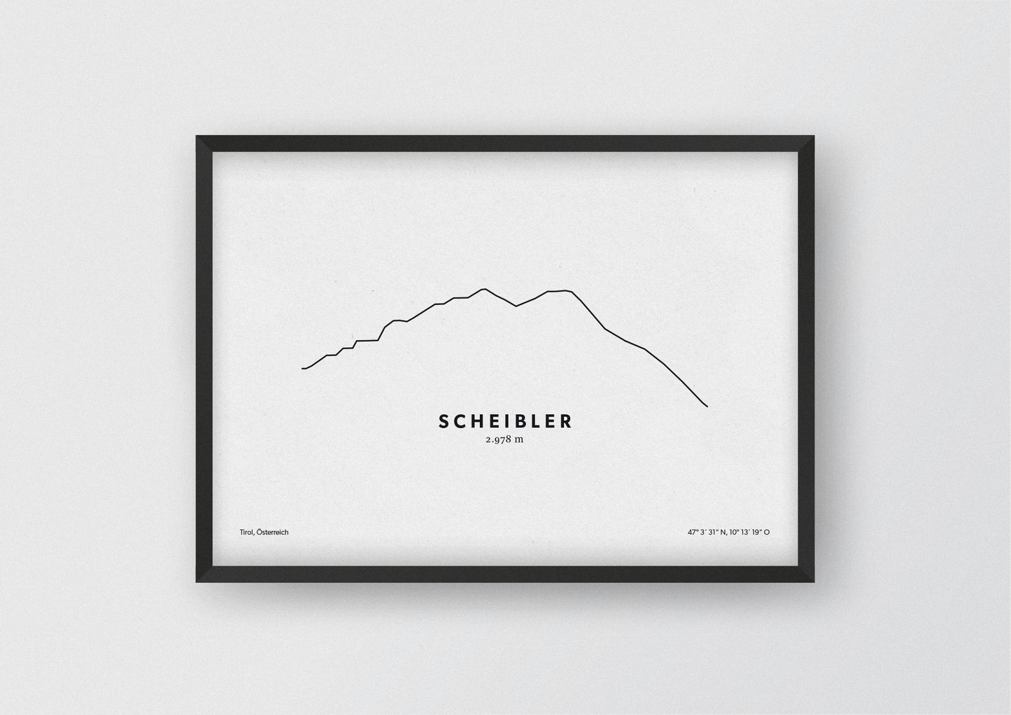 Minimalistische Illustration des Scheibler in Tirol, als stilvoller Einrichtungsgegenstand für Zuhause.