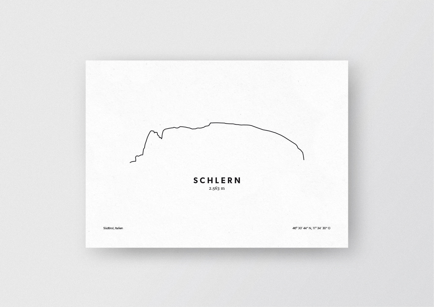 Minimalistische Illustration des Schlern in den Südtiroler Dolomiten, als stilvoller Einrichtungsgegenstand für Zuhause.