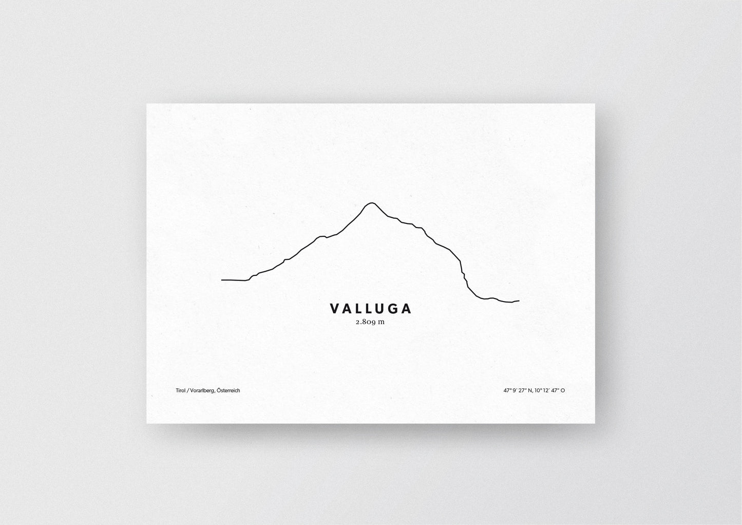 Minimalistische Illustration der Valluga in den Lechtaler Alpen, als stilvoller Einrichtungsgegenstand für Zuhause.