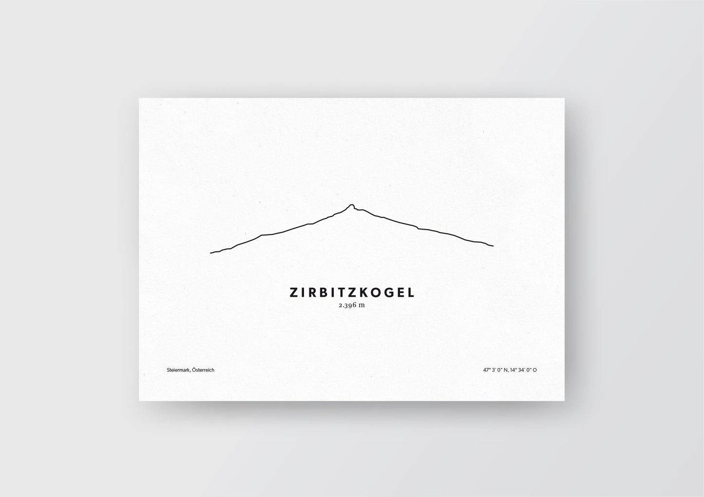 Minimalistische Illustration des Zirbitzkogel in den Seetaler Alpen, als stilvoller Einrichtungsgegenstand für Zuhause.
