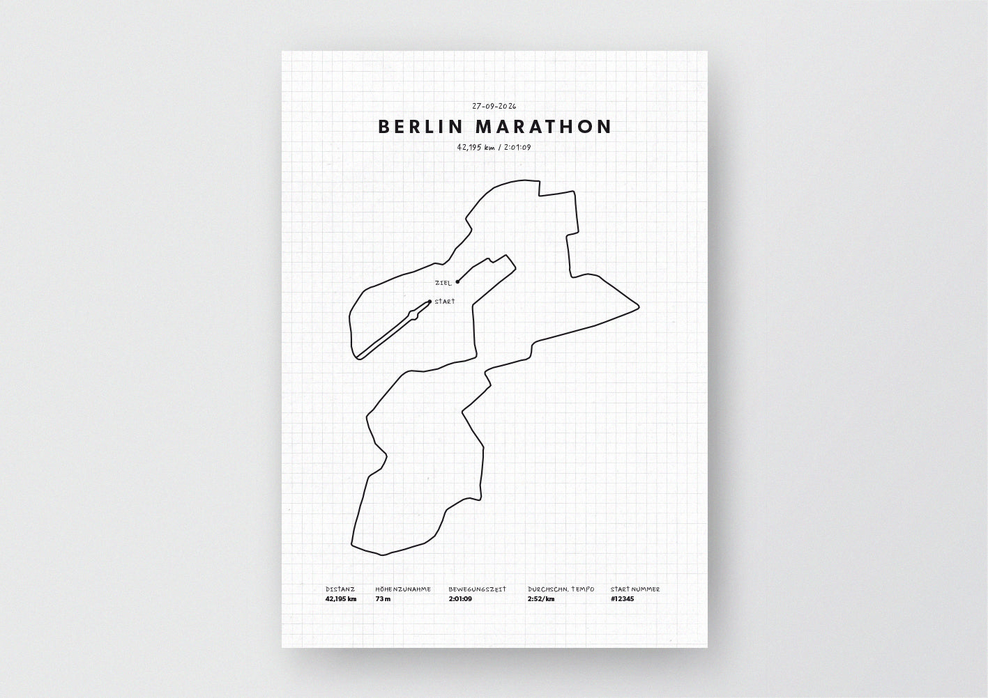 Unsere minimalistische Illustration Deines Berlin Marathons, ist die perfekte Erinnerung an ein sportliches Highlight und ein stilvoller Einrichtungsgegenstand für die heimischen Wände oder das ideale Geschenk für alle Läufer.