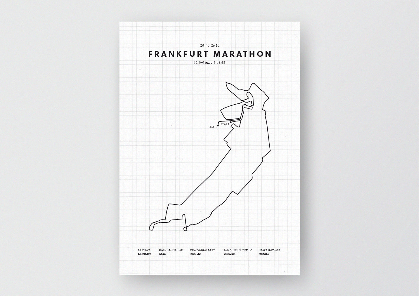 Unsere minimalistische Illustration Deines Frankfurt Marathons, ist die perfekte Erinnerung an ein sportliches Highlight und ein stilvoller Einrichtungsgegenstand für die heimischen Wände oder das ideale Geschenk für alle Läufer.