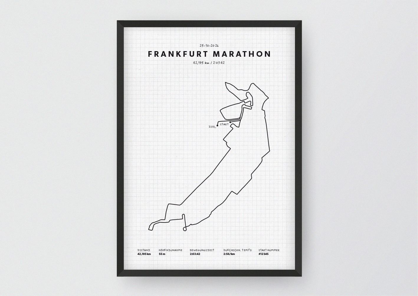 Unsere minimalistische Illustration Deines Frankfurt Marathons, ist die perfekte Erinnerung an ein sportliches Highlight und ein stilvoller Einrichtungsgegenstand für die heimischen Wände oder das ideale Geschenk für alle Läufer.