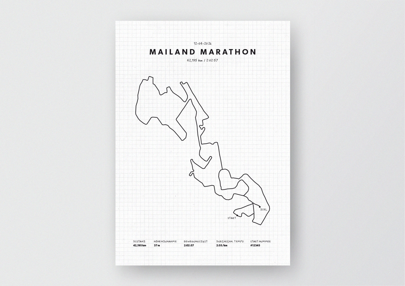 Unsere minimalistische Illustration Deines Mailand Marathons, ist die perfekte Erinnerung an ein sportliches Highlight und ein stilvoller Einrichtungsgegenstand für die heimischen Wände oder das ideale Geschenk für alle Läufer.