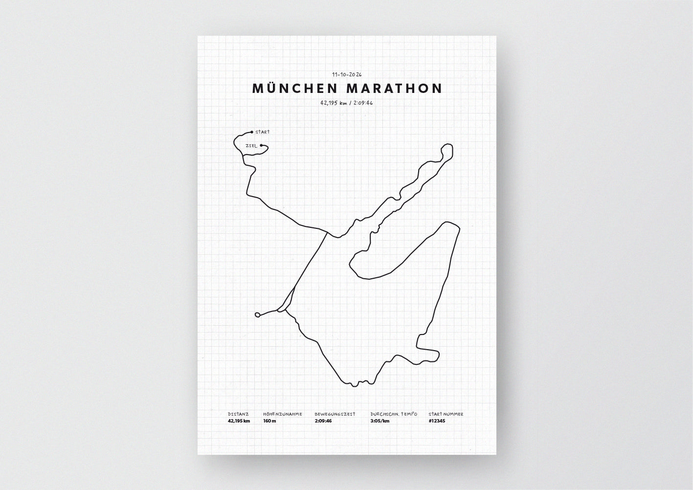Unsere minimalistische Illustration Deines München Marathons, ist die perfekte Erinnerung an ein sportliches Highlight und ein stilvoller Einrichtungsgegenstand für die heimischen Wände oder das ideale Geschenk für alle Läufer.