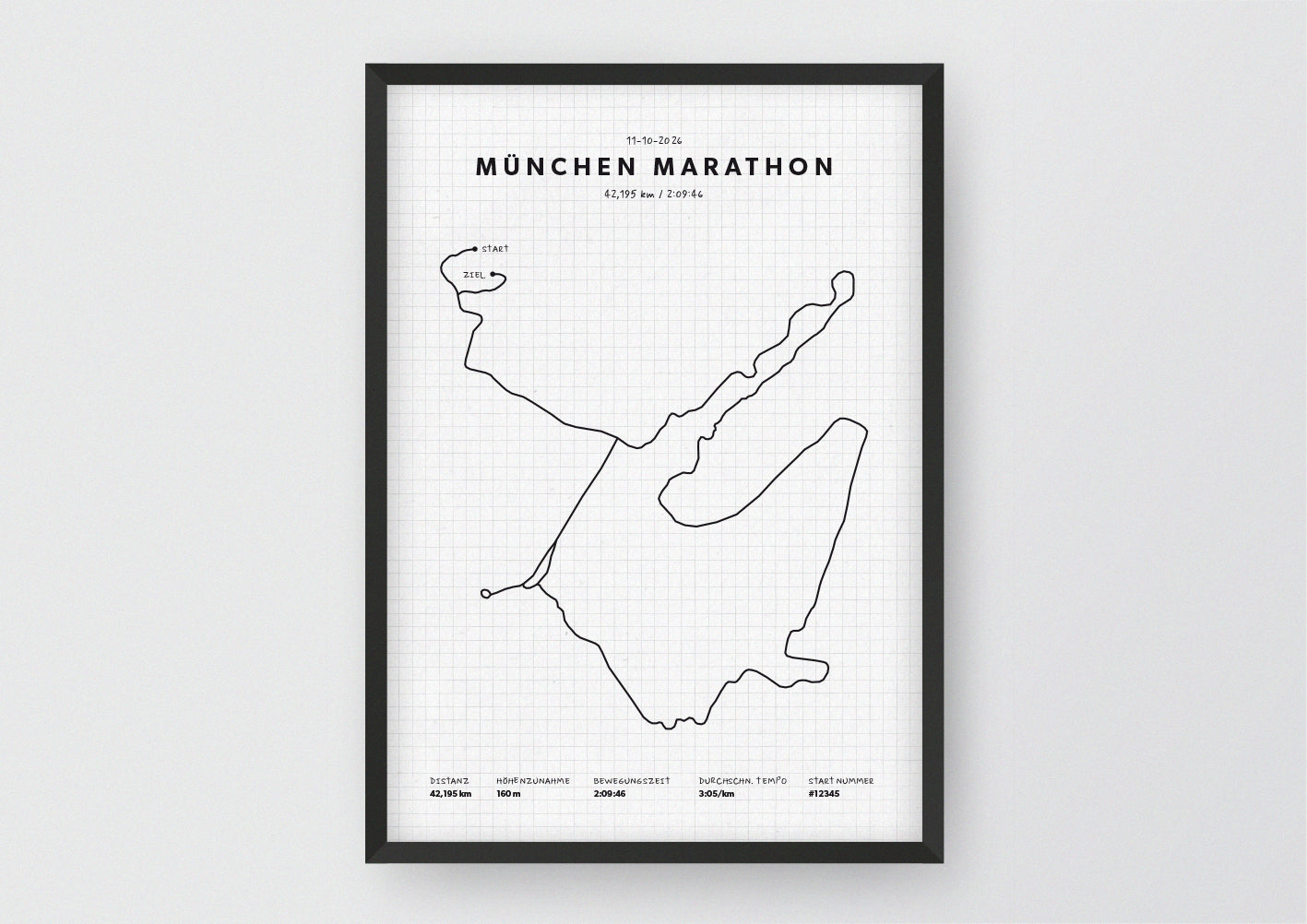 Unsere minimalistische Illustration Deines München Marathons, ist die perfekte Erinnerung an ein sportliches Highlight und ein stilvoller Einrichtungsgegenstand für die heimischen Wände oder das ideale Geschenk für alle Läufer.