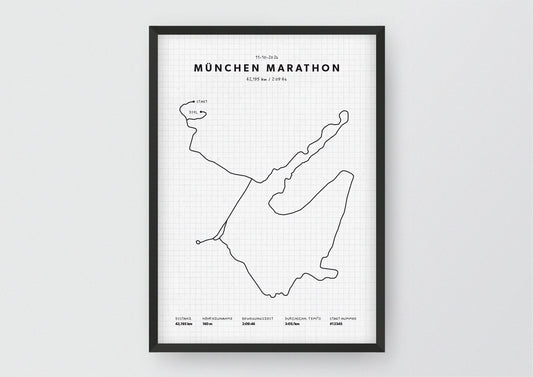 Unsere minimalistische Illustration Deines München Marathons, ist die perfekte Erinnerung an ein sportliches Highlight und ein stilvoller Einrichtungsgegenstand für die heimischen Wände oder das ideale Geschenk für alle Läufer.