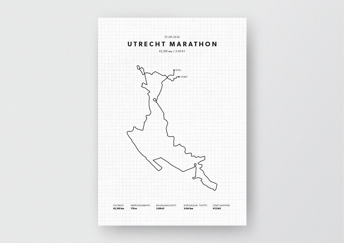 Unsere minimalistische Illustration Deines Utrecht Marathons, ist die perfekte Erinnerung an ein sportliches Highlight und ein stilvoller Einrichtungsgegenstand für die heimischen Wände oder das ideale Geschenk für alle Läufer.