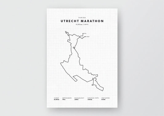 Unsere minimalistische Illustration Deines Utrecht Marathons, ist die perfekte Erinnerung an ein sportliches Highlight und ein stilvoller Einrichtungsgegenstand für die heimischen Wände oder das ideale Geschenk für alle Läufer.