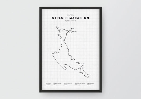 Unsere minimalistische Illustration Deines Utrecht Marathons, ist die perfekte Erinnerung an ein sportliches Highlight und ein stilvoller Einrichtungsgegenstand für die heimischen Wände oder das ideale Geschenk für alle Läufer.