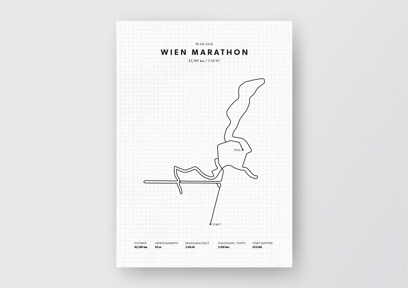 Unsere minimalistische Illustration Deines Wien Marathons, ist die perfekte Erinnerung an ein sportliches Highlight und ein stilvoller Einrichtungsgegenstand für die heimischen Wände oder das ideale Geschenk für alle Läufer.