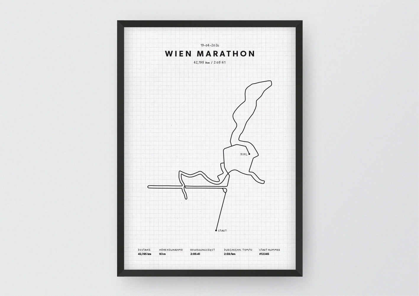 Unsere minimalistische Illustration Deines Wien Marathons, ist die perfekte Erinnerung an ein sportliches Highlight und ein stilvoller Einrichtungsgegenstand für die heimischen Wände oder das ideale Geschenk für alle Läufer.