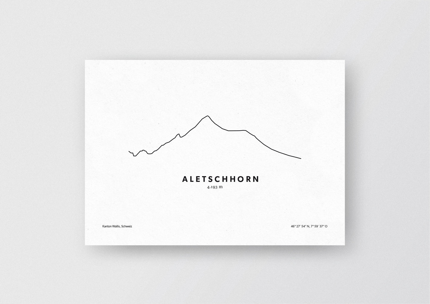 Minimalistische Illustration des Aletschhorn in den Walliser Alpen, als stilvoller Einrichtungsgegenstand für Zuhause.