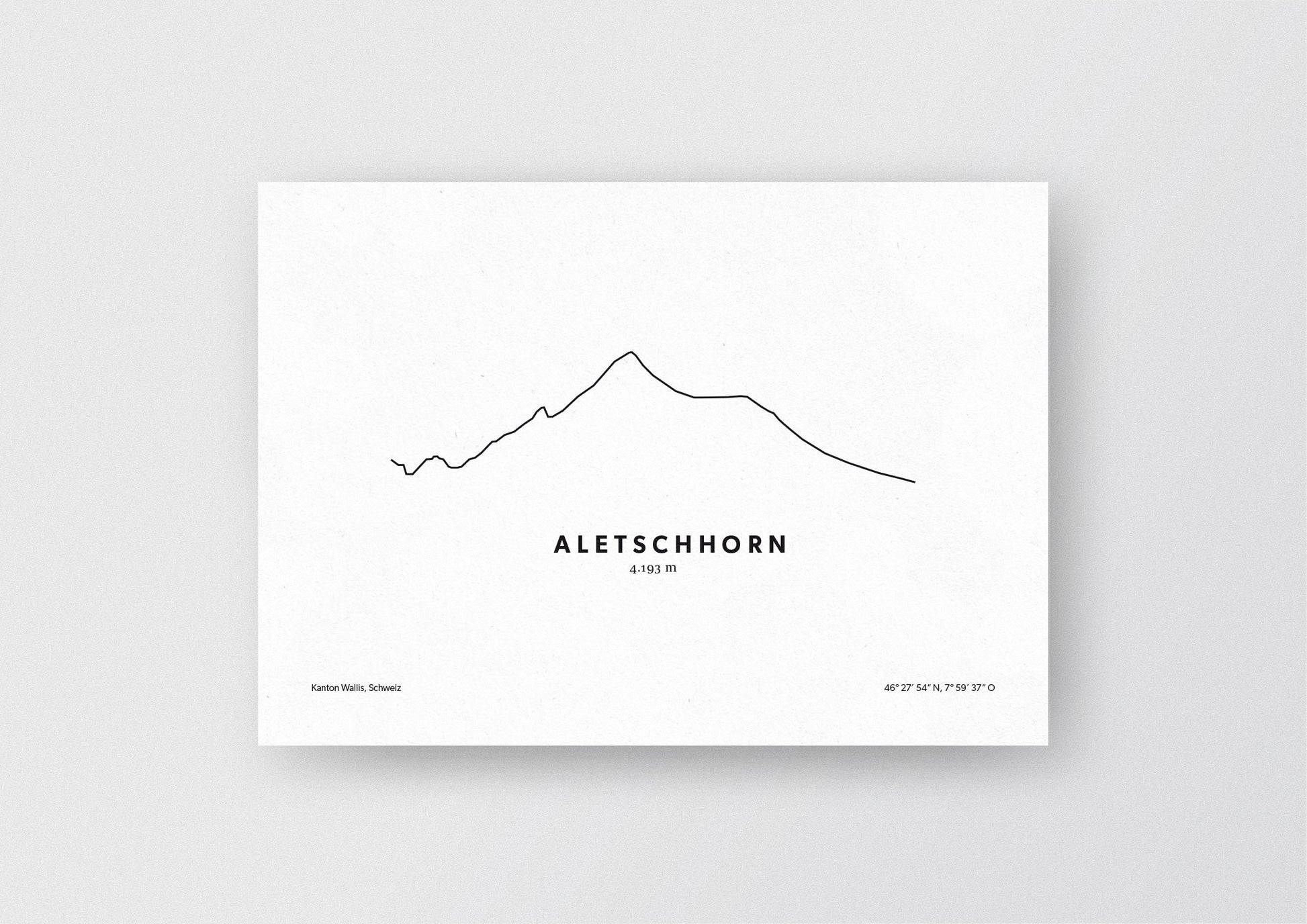 Minimalistische Illustration des Aletschhorn in den Walliser Alpen, als stilvoller Einrichtungsgegenstand für Zuhause.