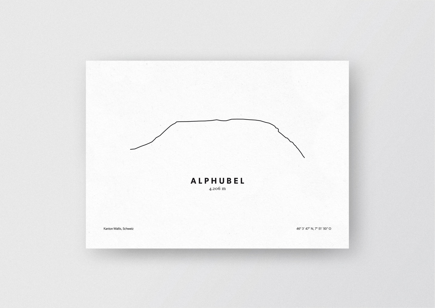 Minimalistische Illustration der Alphubel in den Walliser Alpen in der Schweiz, als stilvoller Einrichtungsgegenstand für Zuhause.