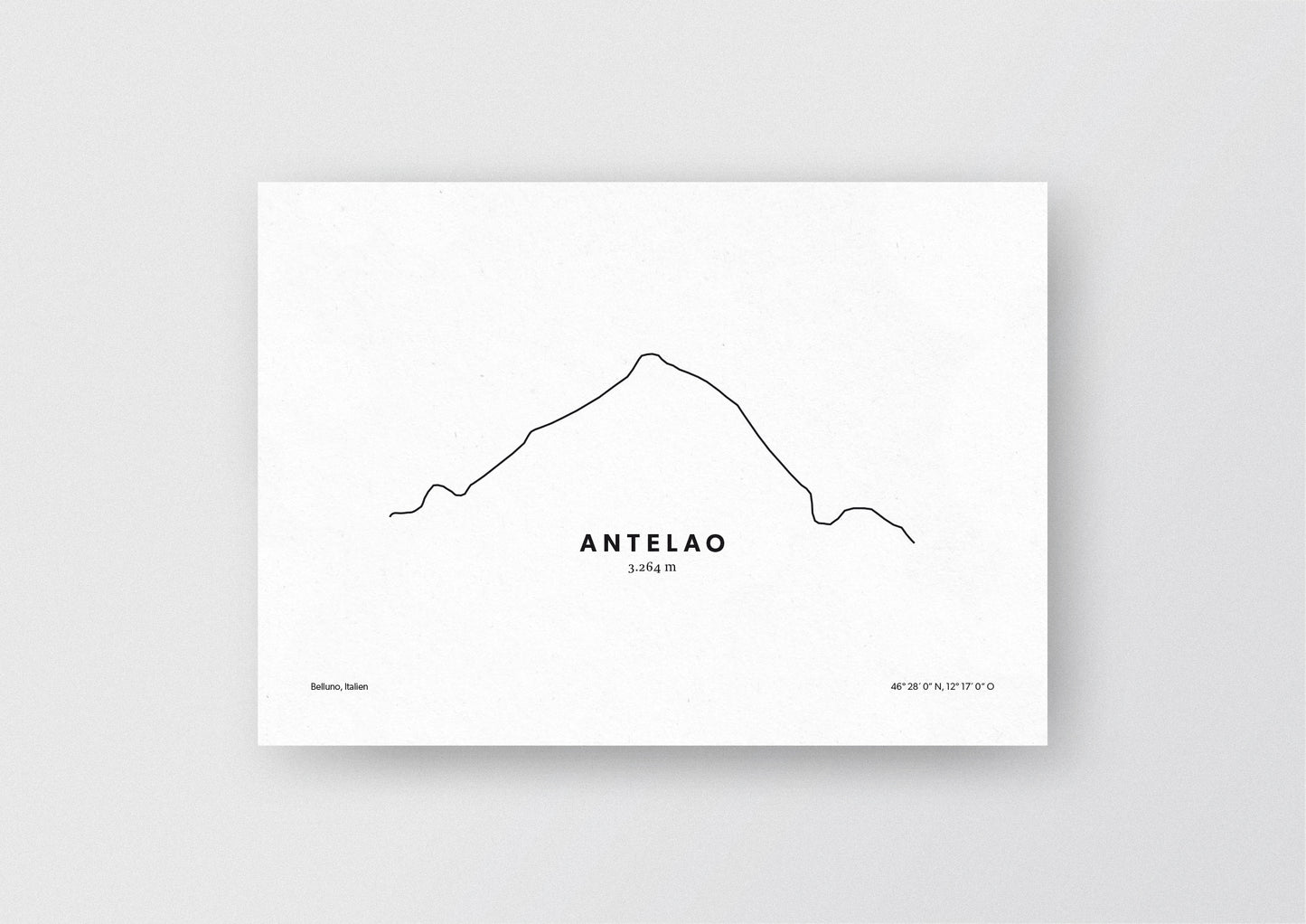 Minimalistische Illustration des Antelao in den Ampezzaner Dolomiten, als stilvoller Einrichtungsgegenstand für Zuhause.