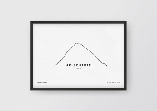 Minimalistische Illustration der Arlscharte im Großarl Tal, als stilvoller Einrichtungsgegenstand für Zuhause.