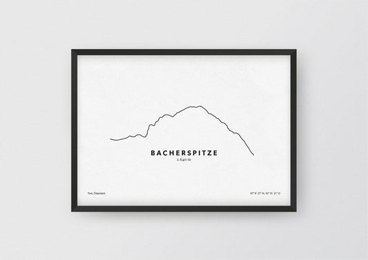 Minimalistische Illustration der Breitspitze in Tirol, als stilvoller Einrichtungsgegenstand für Zuhause.