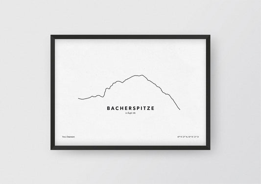 Minimalistische Illustration der Breitspitze in Tirol, als stilvoller Einrichtungsgegenstand für Zuhause.