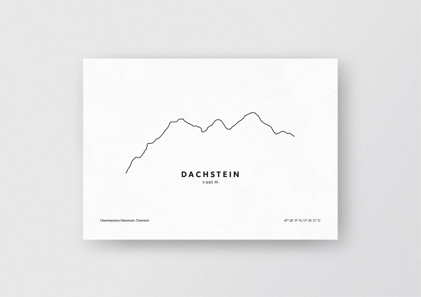 Minimalistische Illustration des Dachstein in Oberösterreich und der Steiermark, als stilvoller Einrichtungsgegenstand für Zuhause.