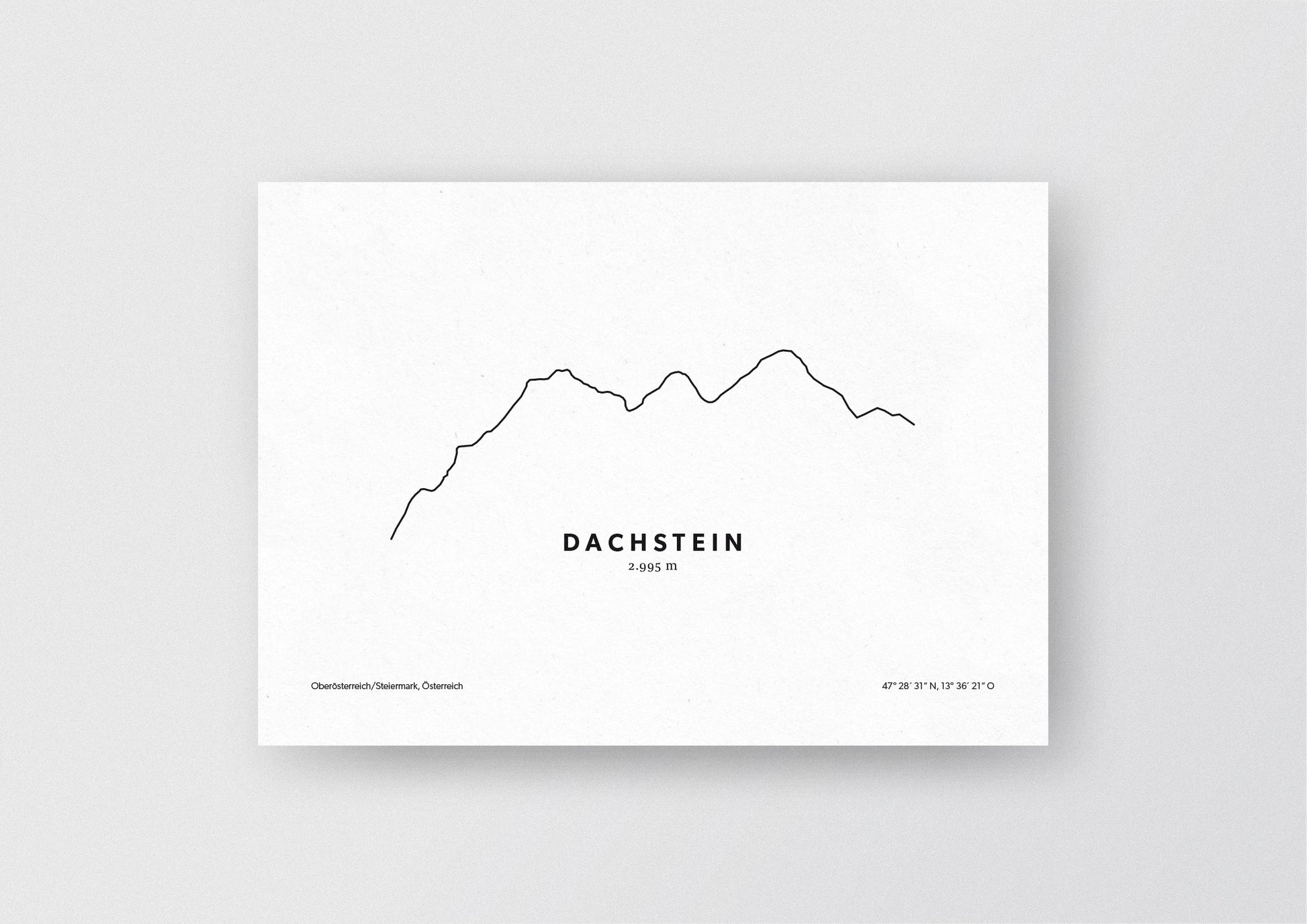 Minimalistische Illustration des Dachstein in Oberösterreich und der Steiermark, als stilvoller Einrichtungsgegenstand für Zuhause.