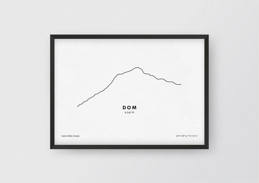 Minimalistische Illustration des Dom in den Walliser Alpen, als stilvoller Einrichtungsgegenstand für Zuhause.