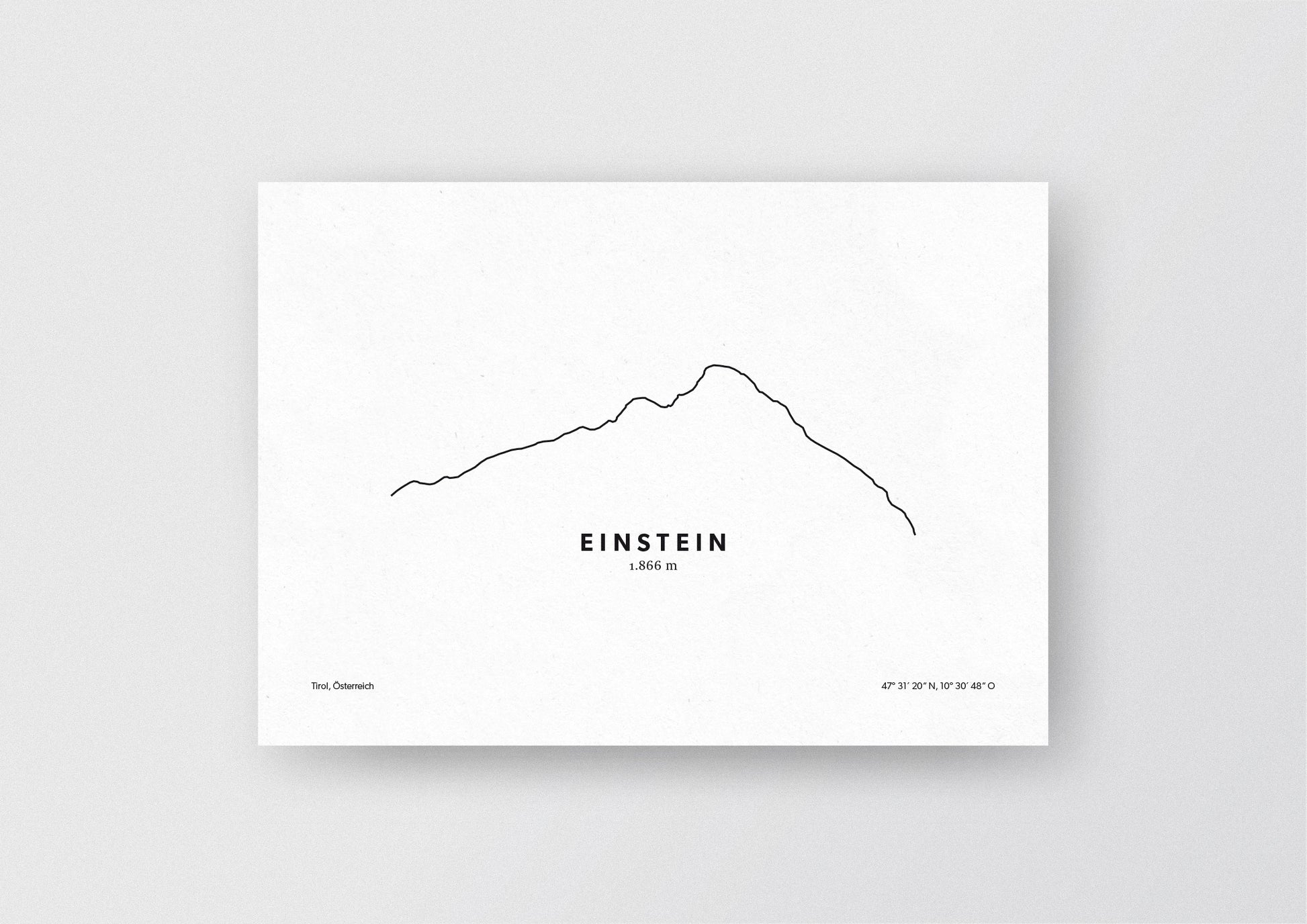 Minimalistische Illustration des Einstein in Tirol, als stilvoller Einrichtungsgegenstand für Zuhause.