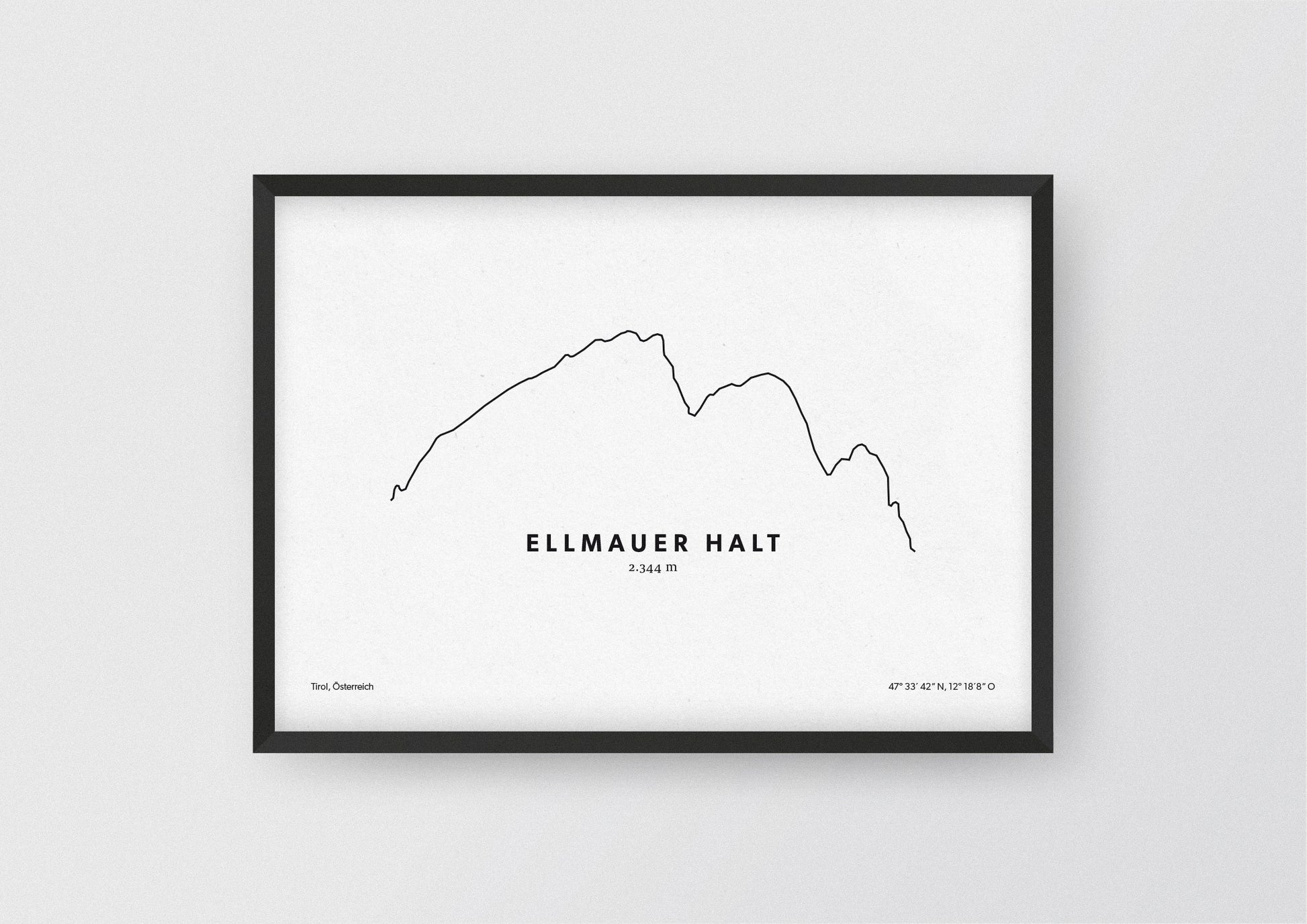 Minimalistische Illustration des Ellmauer Halt in Tirol, als stilvoller Einrichtungsgegenstand für Zuhause.