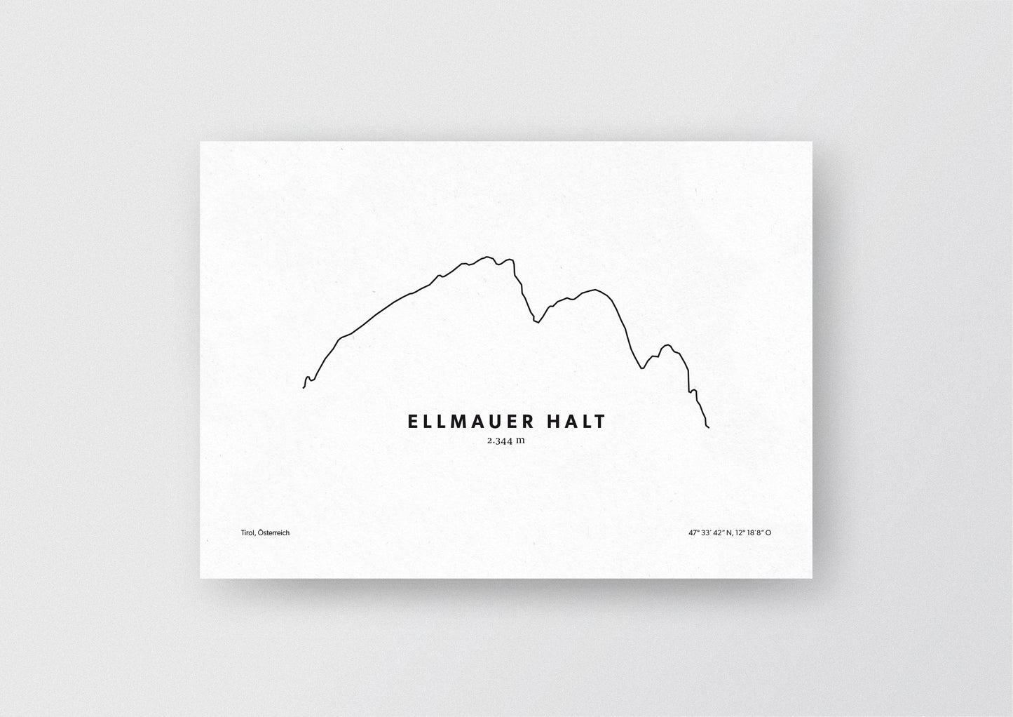 Minimalistische Illustration des Ellmauer Halt in Tirol, als stilvoller Einrichtungsgegenstand für Zuhause.