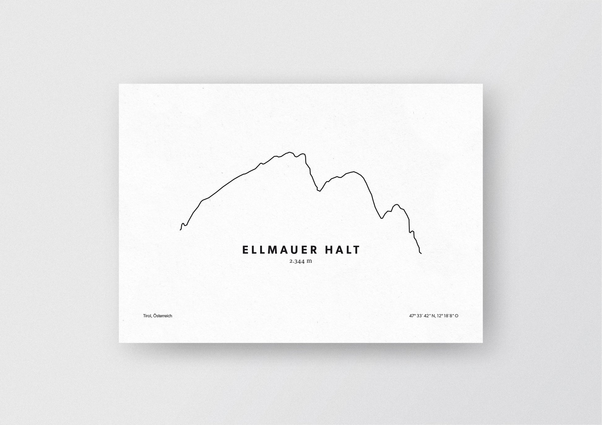 Minimalistische Illustration des Ellmauer Halt in Tirol, als stilvoller Einrichtungsgegenstand für Zuhause.