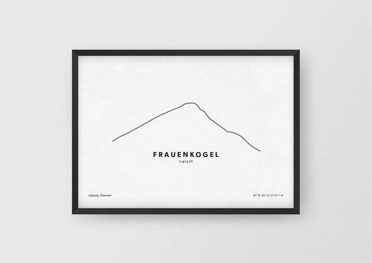 Minimalistische Illustration des Frauenkogel im Großarl Tal, als stilvoller Einrichtungsgegenstand für Zuhause.