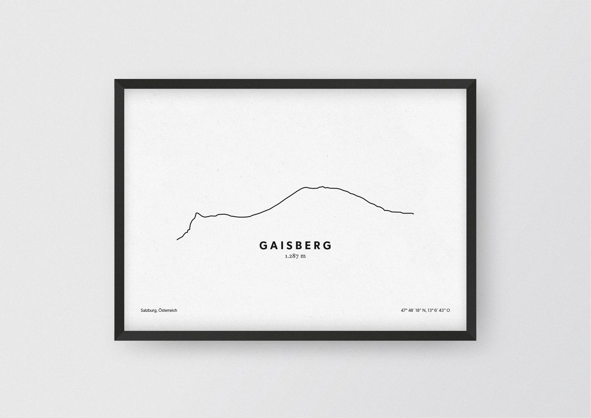 Minimalistische Illustration des Gaisberg in Salzburg, als stilvoller Einrichtungsgegenstand für Zuhause.