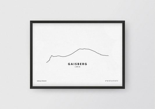Minimalistische Illustration des Gaisberg in Salzburg, als stilvoller Einrichtungsgegenstand für Zuhause.