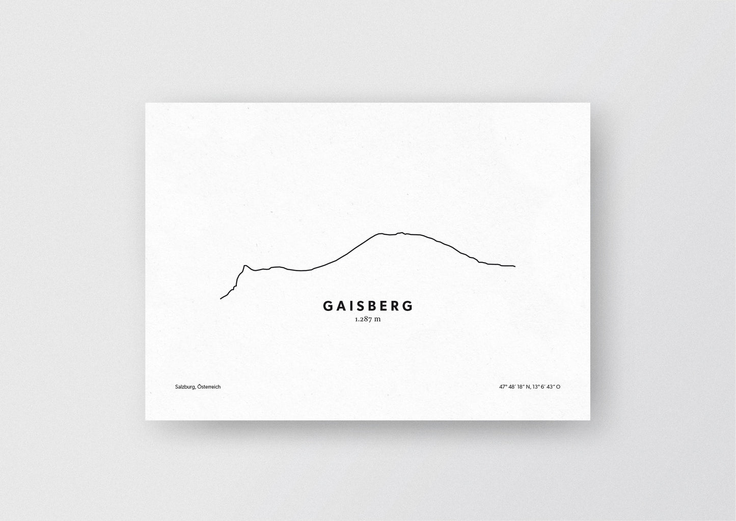 Minimalistische Illustration des Gaisberg in Salzburg, als stilvoller Einrichtungsgegenstand für Zuhause.